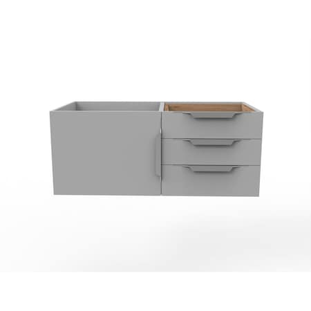 Castello Usa Alpine 35" Wall Mounted Gray Vanity Base with Chrome Handles CB-MC-36G-CHR-VBO